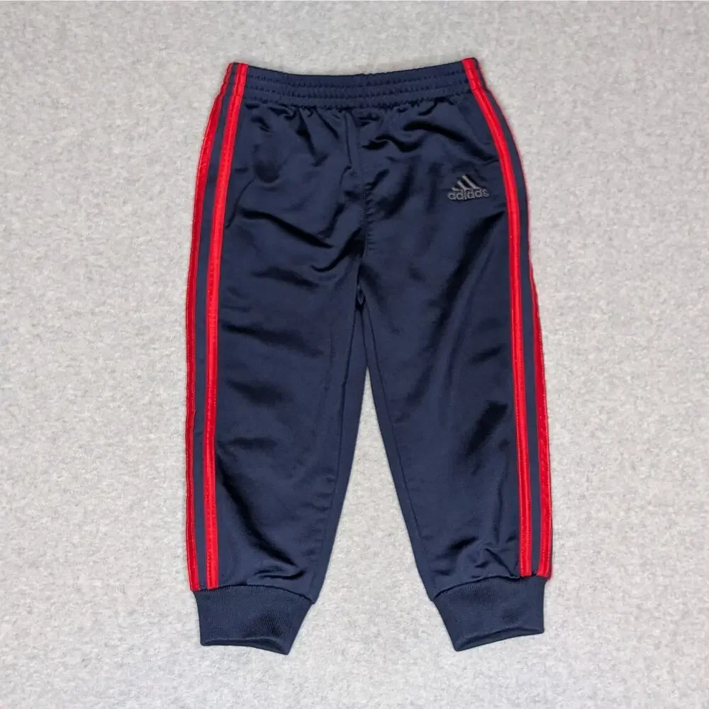 Adidas Tricot Track Suit Toddler 24 Months Full Zip Navy Red Gray Sporty Retro